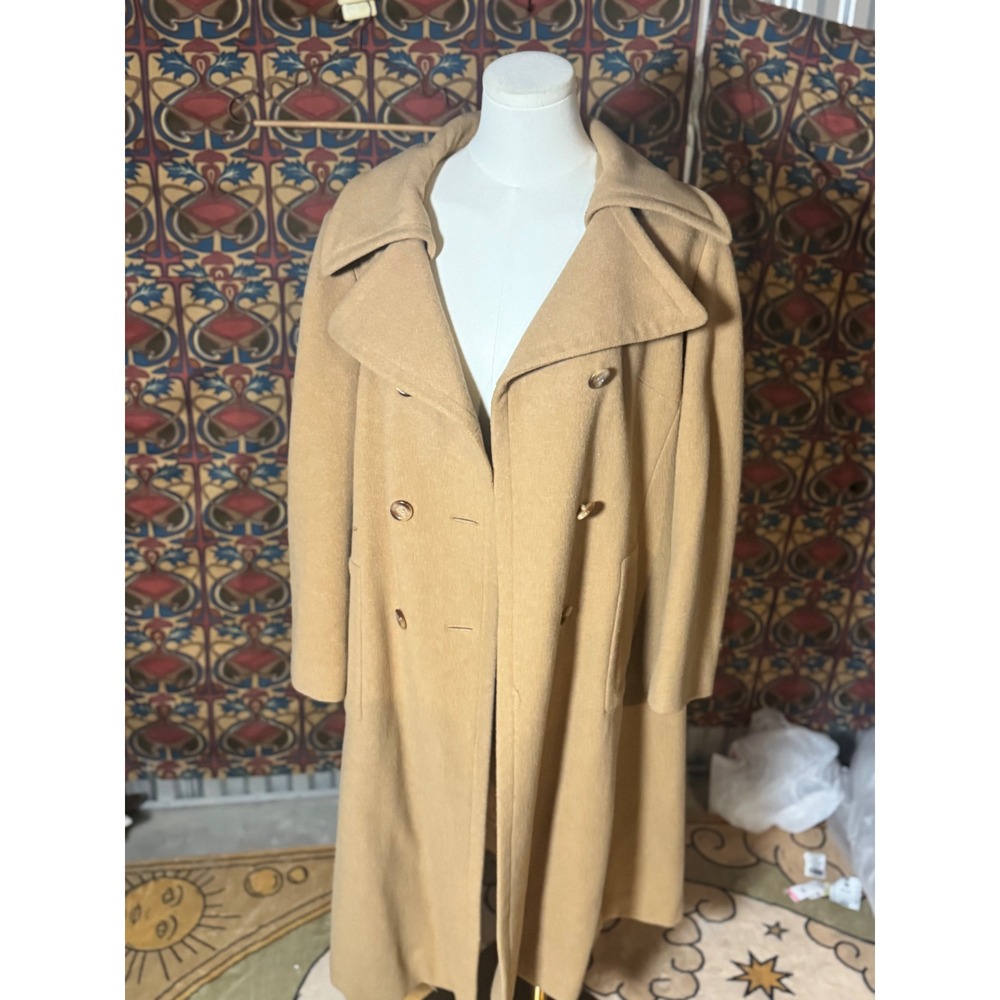 Bromleigh‎ Wool Blend Long Trench Coat Classic Overcoat Tan